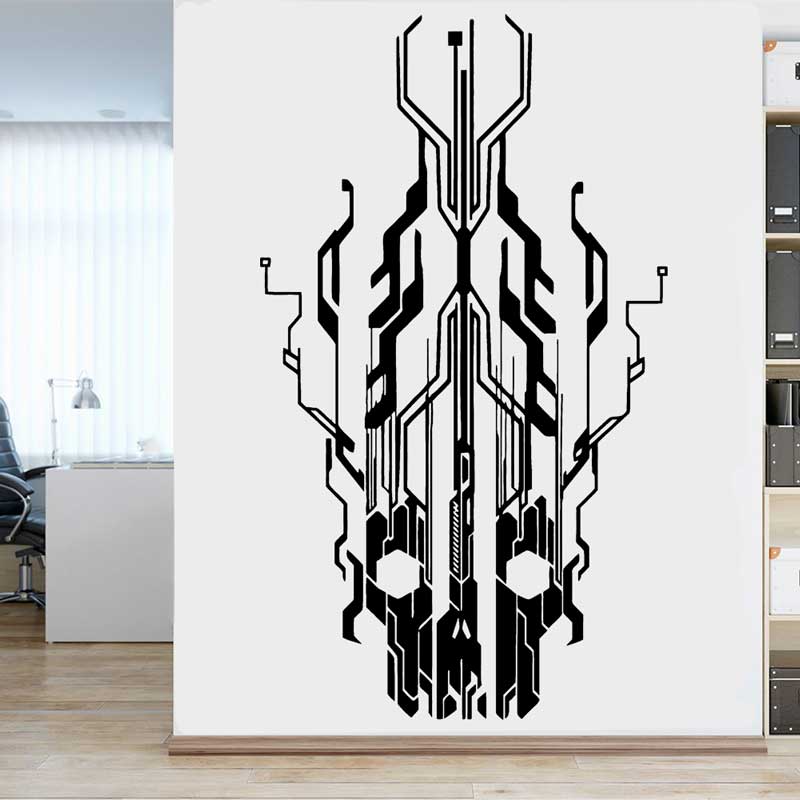 Office Tech Gifts - Chip Sirkuit Teknologi Tengkorak Vinil Stiker