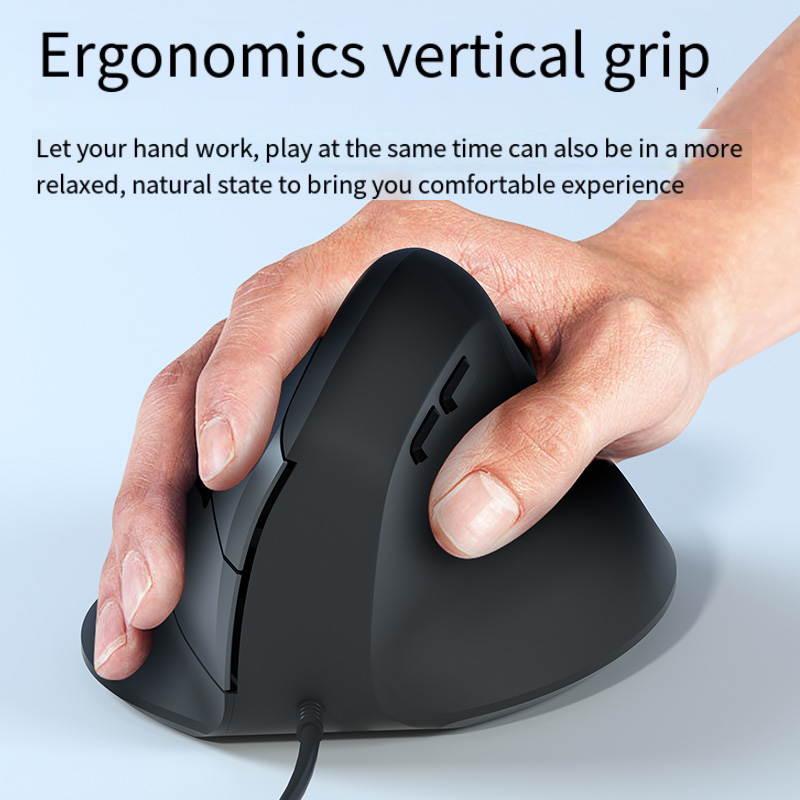 Ergonomic Mouse Vertical - Mouse game berkabel RGB vertikal ergonomis,