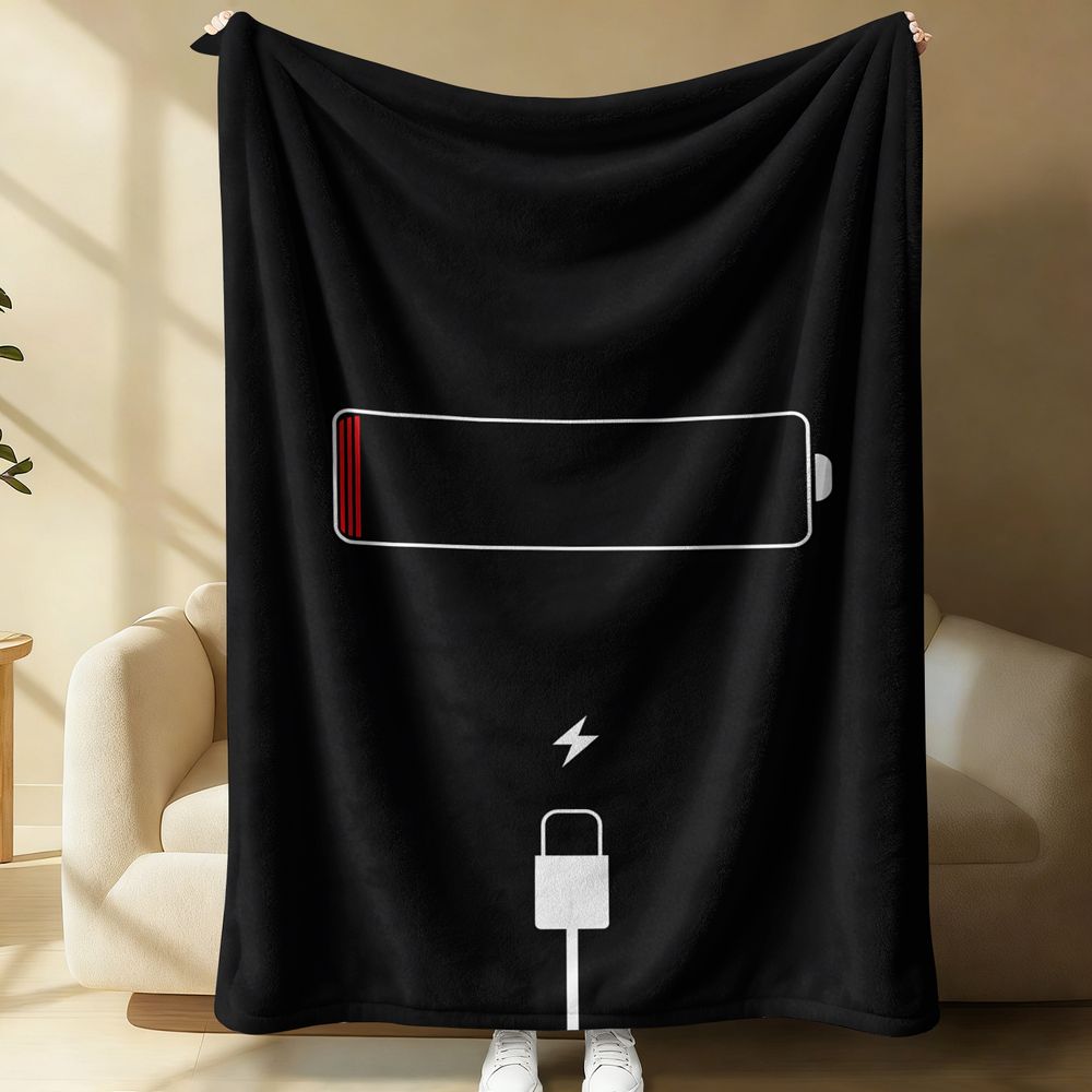 Office Tech Gifts - Selimut Flanel Minimalis dengan Cetakan Ikon