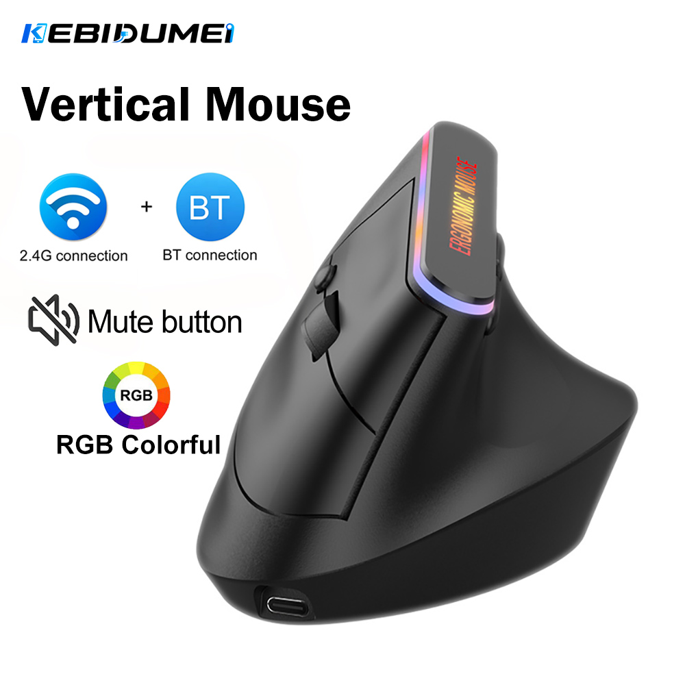 Ergonomic Mouse Vertical - KEBIDUMEI Mouse Vertikal Bluetooth 5.2 2.4G