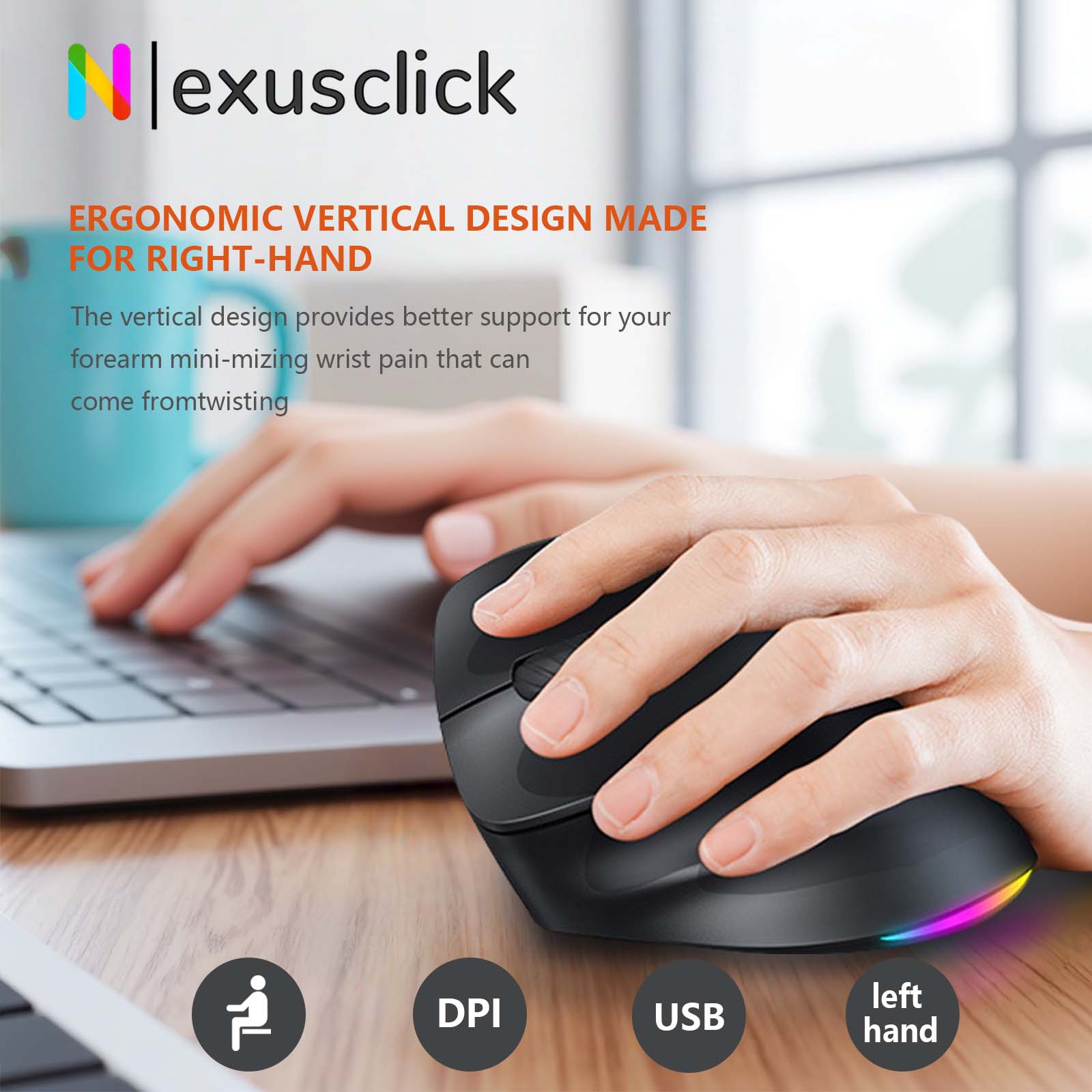 Ergonomic Mouse Vertical - Mouse Nirkabel Ergonomis Vertikal Meetion BTM010