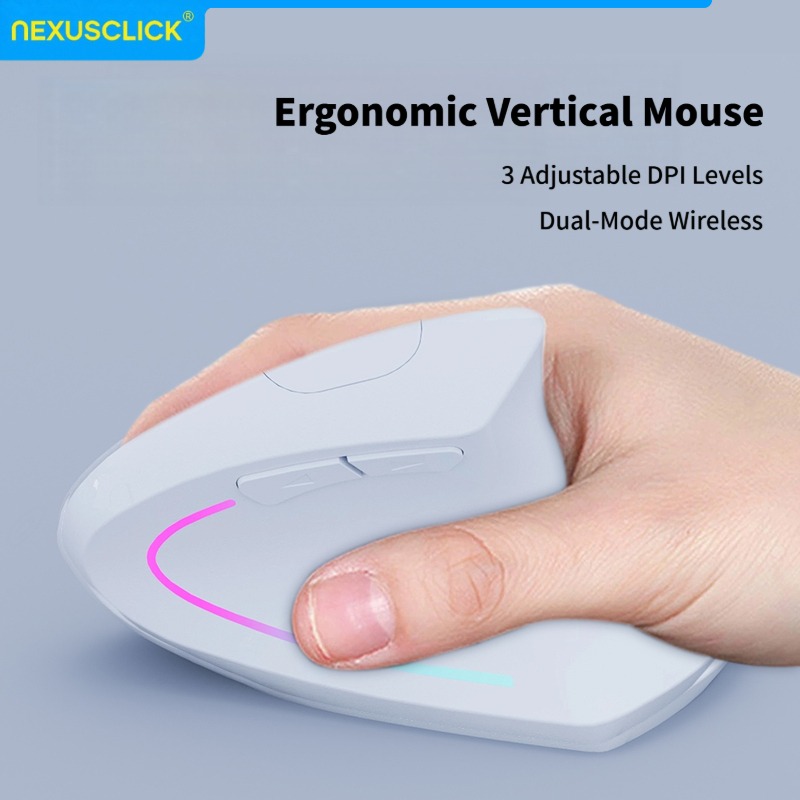 Ergonomic Mouse Vertical - NexusClick Mouse Nirkabel Ergonomis Vertikal, Bluetooth