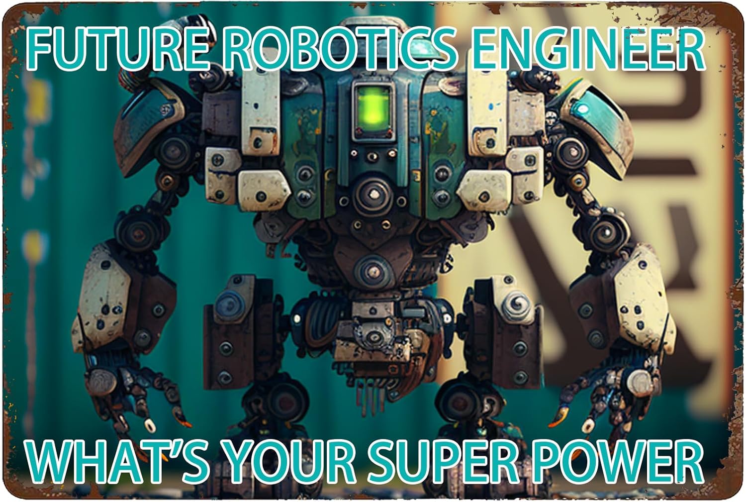 Office Tech Gifts - Papan Tanda Logam Insinyur Robotika -