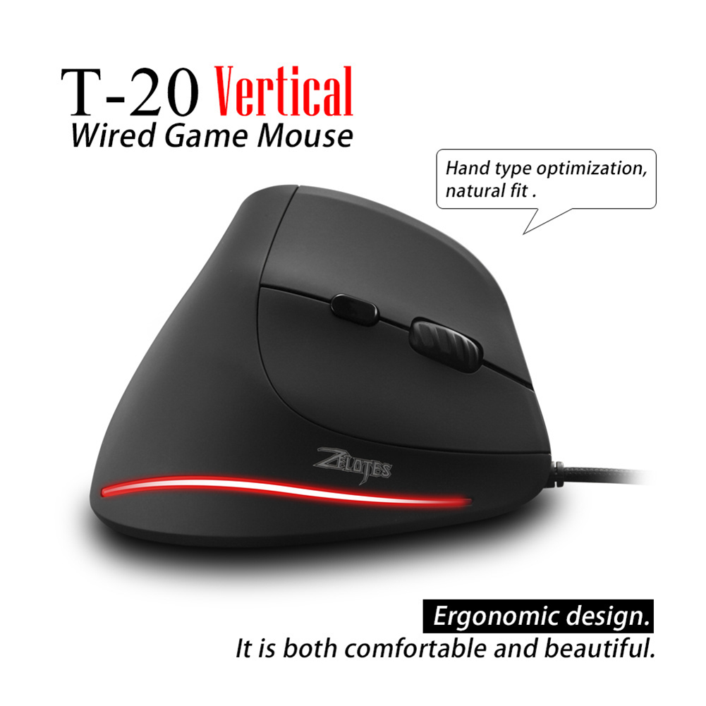 ZELOTES T20 USB Berkabel Optik - Ergonomic Mouse Vertical ulasan dan harga