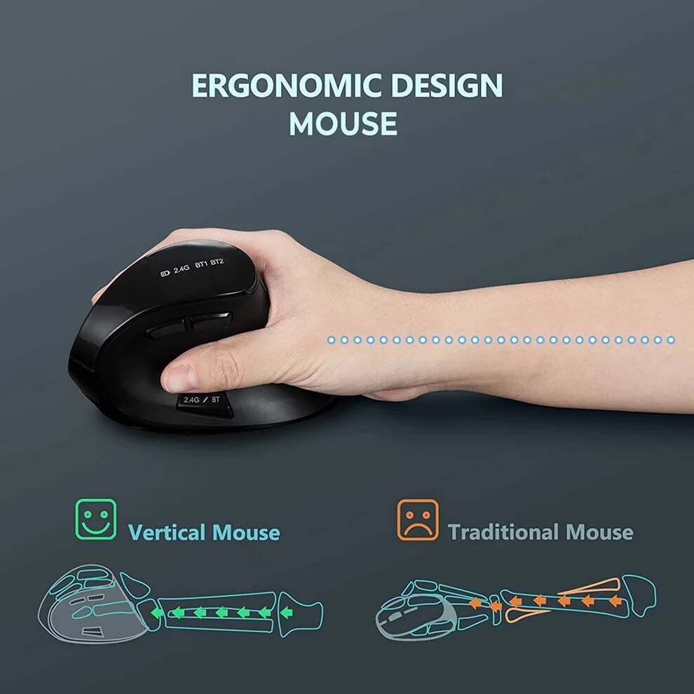 JOMAA Mouse Bluetooth 2.4G, ta - Ergonomic Mouse Vertical ulasan dan harga