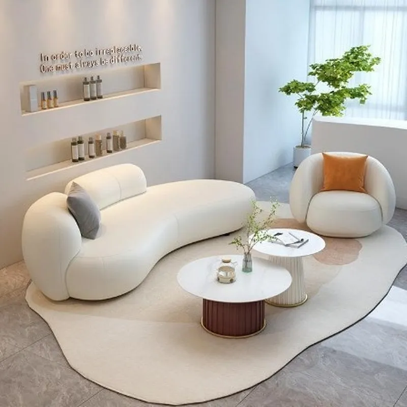 Sofa Kain Teknologi Putih Nord - Tech Office Reception ulasan dan harga
